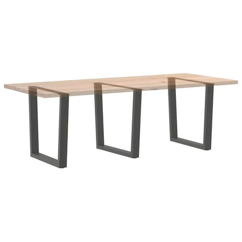 Adjustable Three Piece Steel Dining Table Legs For Tables And Benches, Customizable Furniture Support in anthracite shown on wood table