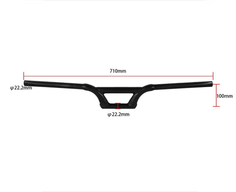 Steel BMX Riser Handlebar 710mm Wide 22.2mm Clamp Black Ergonomic Glossy Finish For Comfortable Riding High Rise Bar