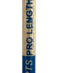 ProLength Plus Golf Tees 3 1/4 Inch, Blue on natural hardwood, color bar length indicator, single tee view, USA painted.