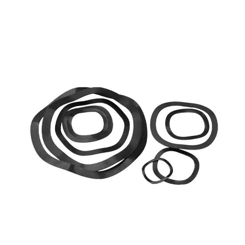 Top Gear 1 To 50 Pcs Manganese Steel Wave Gaskets Washer Set In Various Sizes Including M4 M5 M6 M8 M10 Up To M118 And The Big M38x46x0 Option, black wave washers of varying sizes.