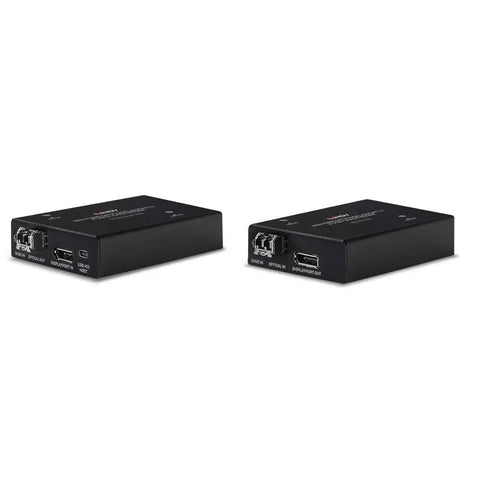 Top Shelf KVM Extender Kit With DisplayPort 1.2 And USB Over Fiber Optic Cable Stretching Up To 300M, includes two units.