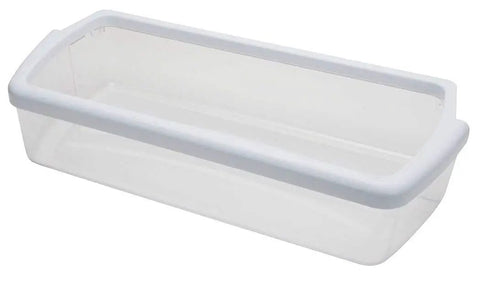 Clear Refrigerator Door Bin Replacement For Whirlpool Kenmore Maytag Fits AP6019471 PS11752778; clear bin with white band