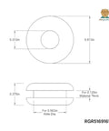 Technical diagram of Buna N Rubber Grommet for nine sixteenth inch hole in one eighth inch thick panel with five sixteenth inch center hole.
