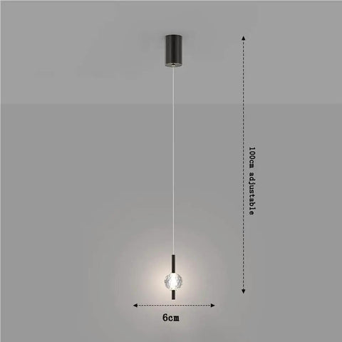 Nordic Minimalist Pendant Light With Glass Ball Shade And Metal Base Adjustable Hanging Lamp For Bedroom In Black