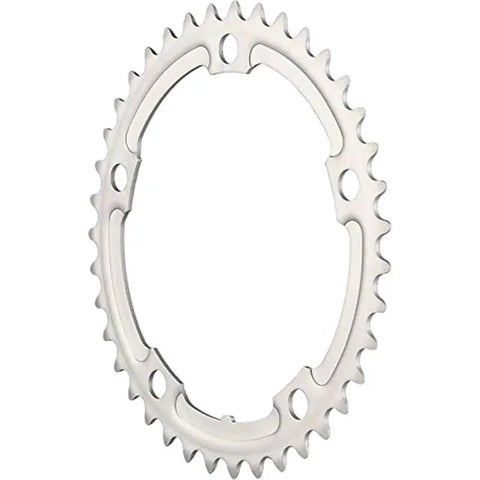 39T 130MM BCD Aluminum Inner Chainring Tight Upgrade For 9 Speed Road Bikes showing a silver 39t chainring with five bolt holes.