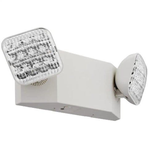 Basics LED Emergency Light With Dual Adjustable Lamp Heads For Wall Mount Go To Backup Power 90 Minute Battery Backup