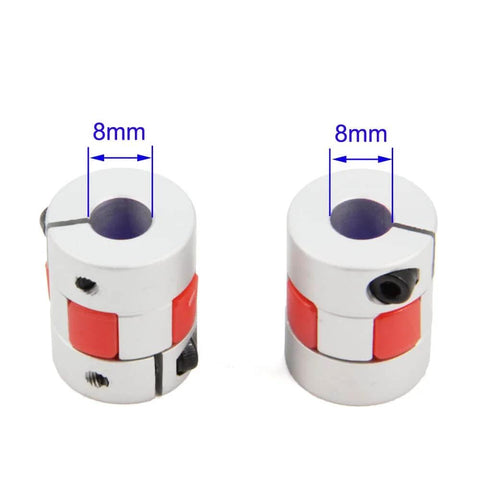 Beefy 8Mm To 8Mm Bore Aluminum Plum Flexible Shaft Coupling for Servo and Stepper Motors D20xL25, side view, 2 piece pack