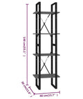 Four Tier Gray Bookcase Made From Engineered Wood Built To Last Heavy Duty Shelving Unit With Four Large Shelves Industrial Style