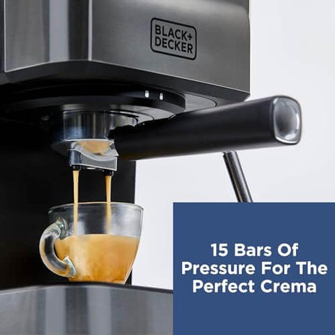 Semi-Automatic Espresso Machine With 15 Bar Pressure, Grounds Or ESE Pods Compatible, Built-In Milk Frother For Single Or Double Shots