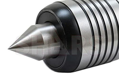 Close-up of 3MT Medium Duty Live Center With MT3 Morse Taper Triple Bearing Lathe Center, showcasing 60-degree point and triple bearing design.