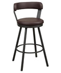Set Of Two Built Different Swivel Bar Stools With Cushy Leather Seats And Heavy Duty Metal Frame At 30 Inch Counter Height With Solid Footrail In Warm Brown For Sweet Kitchen Hangouts, swivel bar stool in brown faux leather.