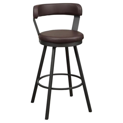 Set Of Two Built Different Swivel Bar Stools With Cushy Leather Seats And Heavy Duty Metal Frame At 30 Inch Counter Height With Solid Footrail In Warm Brown For Sweet Kitchen Hangouts, swivel bar stool in brown faux leather.