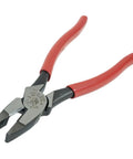 Heavy Duty 9 Inch Side Cutter Lineman Pliers For ACSR Wire Screws Nails And Hard Wire Made In USA With Thick Dipped Handles For Glove Friendly Grip High Leverage Cut Induction Hardened Blades And Hot Riveted Joint pliers on white background