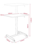 Rolling Height Adjustable Laptop Desk With Locking Brake Wheels Portable Computer Table Cart dimensions and structure sketch.