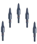 Five 125 Grain Screw In Archery Field Points, Five Sixteenths Inch Steel Target Points, 38mm Length, displayed on a white background