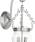 Everett 2-Light Wall Sconce In Brushed Nickel, Traditional Steel Build Lighting Fixture with melon glass shade