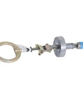 Temporary Reusable Drop In Anchor For Concrete, Easy Install And Reuse, Perfect For Industrial Construction And Roofing On Job Sites, ANSI And OSHA Certified, Three Quarter Inch, metal anchor with circular ring and spring mechanism.