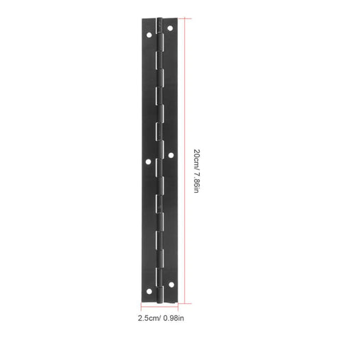 Stainless Steel Long Piano Hinge For Jewelry Boxes And Wooden Boxes With 6.1 cm Hole Distance And 0.25 mm Hole Diameter, black finish, full view