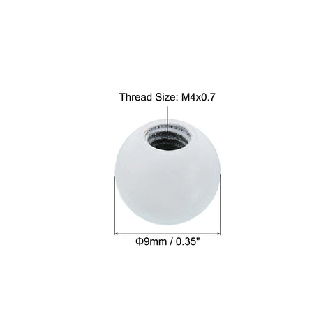 M4 Ball Nuts Knob Set White 30 Pack Steel Ball Caps For Furniture Cabinets Drawers Lamps And DIY Decor 9mm Diameter M4x0.7 Thread