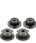 Heavy Duty Wheel Bearing And Hub Assembly Set Front Rear Four Pack For 08 2018 Audi And 05 Through 22 VW Passat side view of individual units.