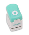 Circle Punch With Reinforcing Ring And Snap Lever For Paper Crafting, Scrapbooking And DIY Card Making, turquoise handle, side view