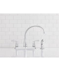 Two-Handle Chrome Kitchen Faucet With Side Spray Hose, Easy-Turn Levers For Precise Water Control, Sprayer Included, Durable Chrome Finish