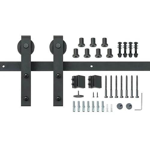 Eight Foot Sliding Barn Door Hardware Kit With 330 Lbs Capacity For A Single Door Fits 3.7 To 4.3 Feet Wide And 1.3 To 1.8 Inches Thick Panels