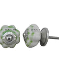 Premium Cream Floral Ceramic Drawer Knobs Set Of One Hundred Sweet Looking Kitchen Cabinet Pulls with a green floral design.