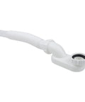 G1-1/2 Flat Bathtub Drain Pipe Kit Flexible Waste Pipe for Freestanding Tub Low Profile P-Trap White 92cm showing flexible pipe and connection.