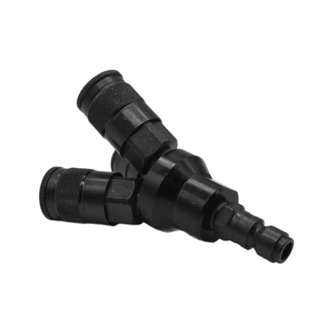 Aluminum Round Pneumatic Manifold Kit With Three 3/8 Inch Steel Automotive Couplers And One 3/8 Inch Steel Plug Preassembled for installs