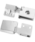 Heavy Duty Frameless Glass Door Hinges For 6mm Cabinets Showers And Bookshelves With TPE Washers Rustproof Galvanized Alloy Silver hardware view.
