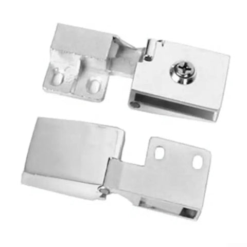 Heavy Duty Frameless Glass Door Hinges For 6mm Cabinets Showers And Bookshelves With TPE Washers Rustproof Galvanized Alloy Silver hardware view.