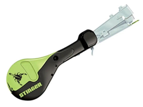 Manual Cap Nailer Tacker holds one inch plastic caps and three eighth inch staples, lightweight design with trigger pull.