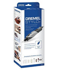 Dremel Stylo+ craft rotary tool kit with 15 accessories, front view of blue and white packaging.