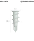 100 Pcs Plastic Self Drilling Drywall Anchors And Tapping Screws Kit For Gypsum Board Hollow Wall Anchors 15x33mm Nylon ribbed anchor