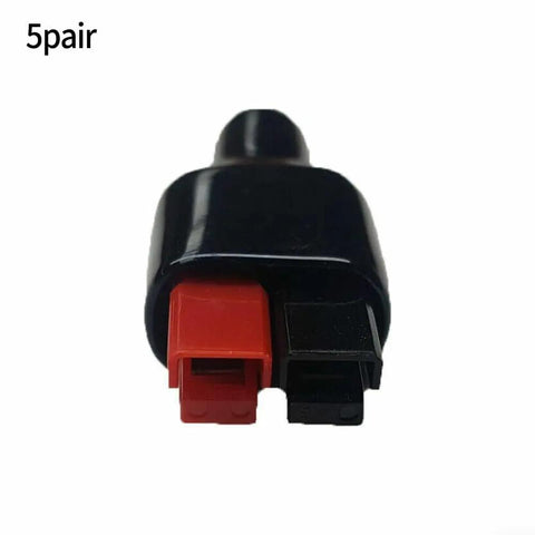 Five Pair Rock Solid Marine Connectors Waterproof Power Kit For Boat Solar EV Battery Wiring 45 Amps 600 Volt with red and black connectors.