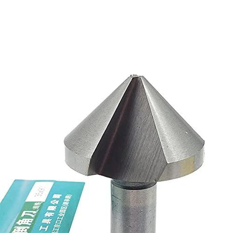 35mm 90° chamfering drill bit with straight steel shank and conical HSS cutter.