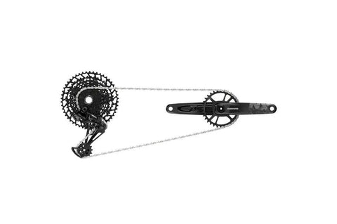 Gnarly 12 Speed Mountain Bike Groupset With 175mm 32 Tooth DUB Crank 11 To 50 Tooth Cassette Rear Derailleur Trigger Shifter And Chain Black For All Mountain And Trail Riding, black MTB drivetrain