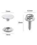 Badass Quality 30 Piece Canvas Snap Fastener Kit With Hella Durable Five Eighth Inches Stainless Steel And Solid Copper Parts. Metal caps and screws.