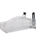 Clear Table Saw Blade Guard With Adjustable Acrylic Splitter Bracket And Snag Free Dust Deflector Keeps Your Workspace Slick No Fuss Setup Guaranteed Today side view of transparent acrylic guard for 10 inch saws