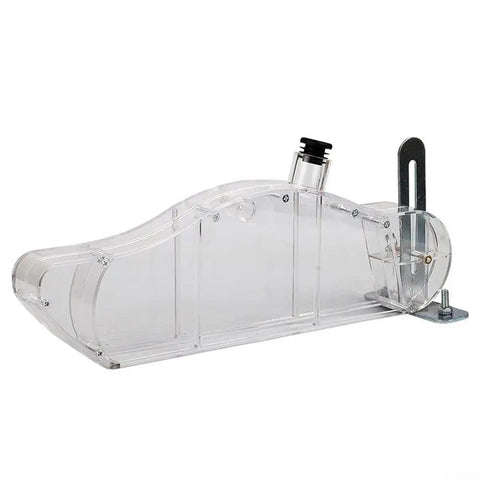 Clear Table Saw Blade Guard With Adjustable Acrylic Splitter Bracket And Snag Free Dust Deflector Keeps Your Workspace Slick No Fuss Setup Guaranteed Today side view of transparent acrylic guard for 10 inch saws