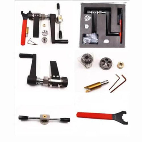Waterjet tool kit with coning and threading tools for 1/4–3/8 in tubing; assorted fittings in a molded case.