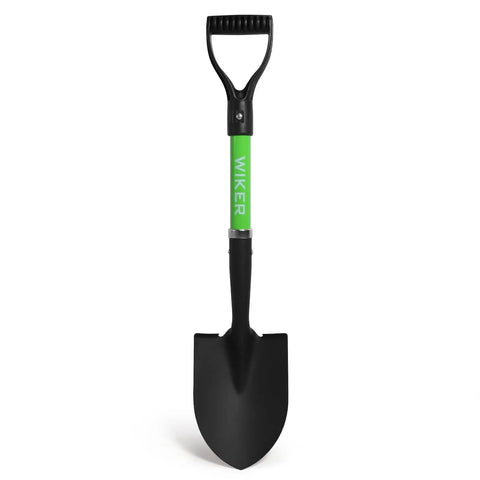 Kids Beach Shovel For Digging And Gardening 28 inch metal green shovel with short handle, perfect for sand dunes and gardening.