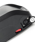 Badass Heavy Duty Ebike Battery Case Fit 65 Pcs 18650 Cells 48V Battery Box with connectors and push button detail.