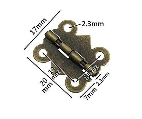 Mini Butterfly Cabinet Hinges 20mm X 17mm Bronze Zinc Alloy Bulk Pack 2000 Pcs For Furniture Cabinets Doors Drawers Jewelry Boxes DIY Projects And Home Decor with measurements