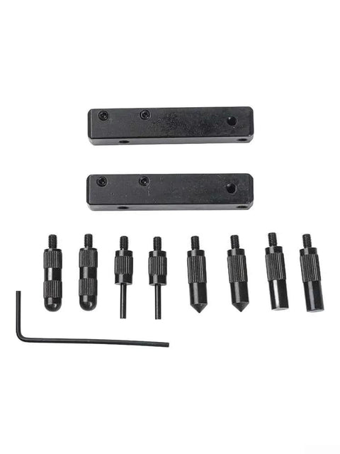 Digital Caliper Accessories Kit 8 Points Internal External Groove including two black clamps and eight measuring heads.