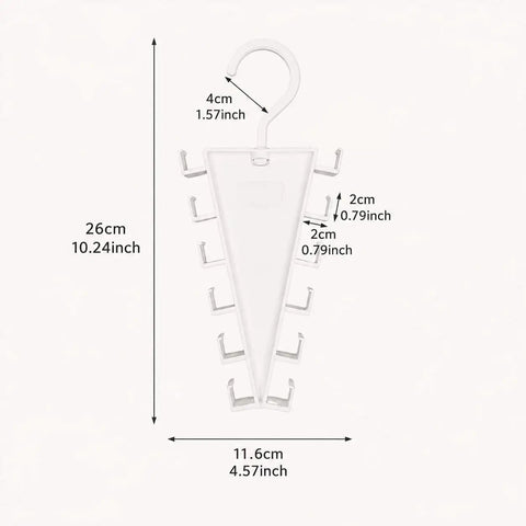 Space Saving Closet Organizer With V Shape Multi Hooks For Hats Belts Scarves And Accessories Durable ABS White 1 Pack dimensions