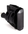 Heavy Duty 90 Degree Glass To Glass Gate Latch Featuring A Magnetic Side Pull Lock In Matte Black Finish, side view, solid build.