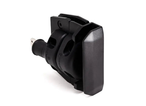 Heavy Duty 90 Degree Glass To Glass Gate Latch Featuring A Magnetic Side Pull Lock In Matte Black Finish, side view, solid build.