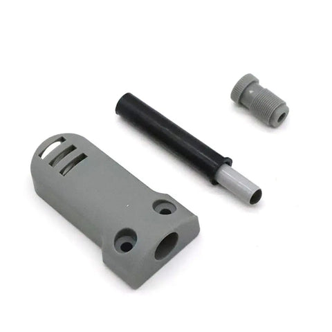 Silent Slam Free Cabinet Door Stoppers And Damper With Soft Close Push Type Catch parts including gray damper and connectors.